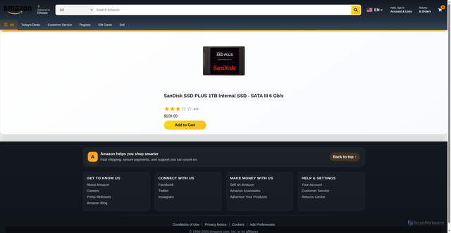 Security scan screenshot of https://amazon-clone-six-rho-44.vercel.app/product/10