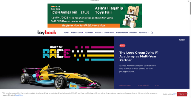 Security scan screenshot of https://toybook.com/lego-group-f1-academy-lego-racing/