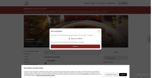 Security scan screenshot of https://larustica-onlinebestellung.de/la-rustica