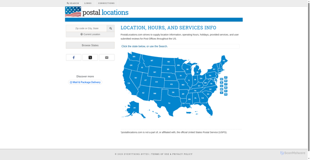 Security scan screenshot of https://www.postallocations.com/