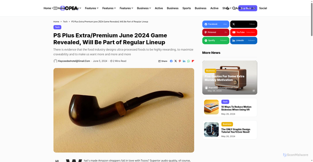 Security scan screenshot of https://kayceedeehotel.org/2024/06/05/ps-plus-extra-premium-june-2024-game-revealed-will-be-part-of-regular-lineup/