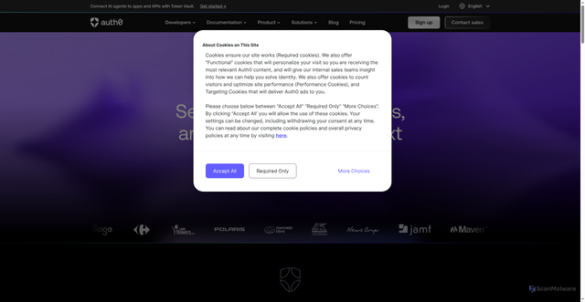 Security scan screenshot of https://prod-stf.eu.auth0.com/