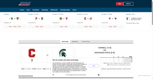 Security scan screenshot of https://ecachockey.com/boxscore.aspx?id=hKsr7HtisHnT2%2BVMQG%2Fnpkm1MoxupHJqluGHoYgznmf3d%2FaC2AkuVbm80KSCBglQsU6nNuYfq4BwjH1o6ffqVBXL2U1xyX0SYf3op%2F15WRkXFlit8dMlht9f5B7KG0u7&path=mhockey