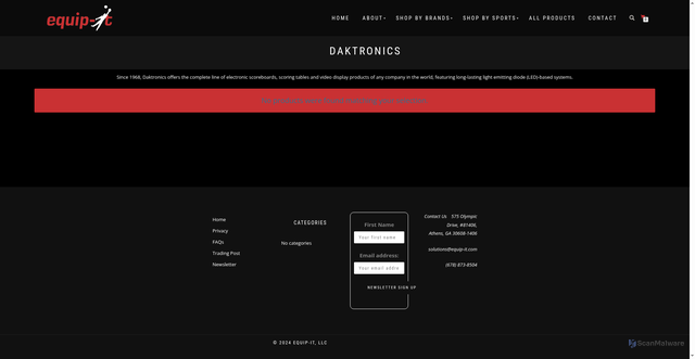 Security scan screenshot of https://www.equip-it.com/brand/daktronics/