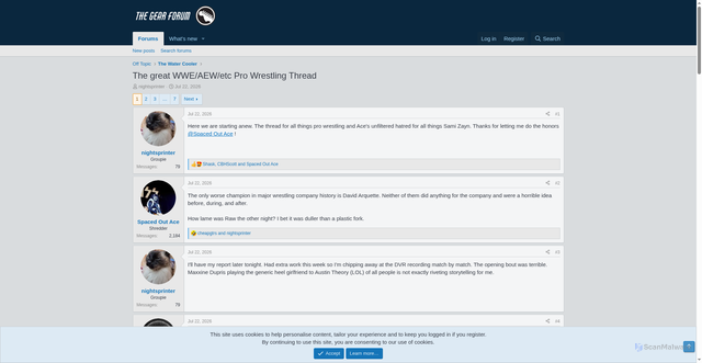 Security scan screenshot of https://thegearforum.com/threads/the-great-wwe-aew-etc-pro-wrestling-thread.11697/