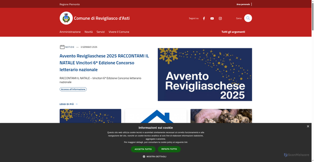 Security scan screenshot of https://www.comune.revigliasco.asti.it/it