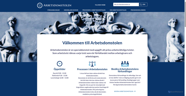 Security scan screenshot of https://www.arbetsdomstolen.se