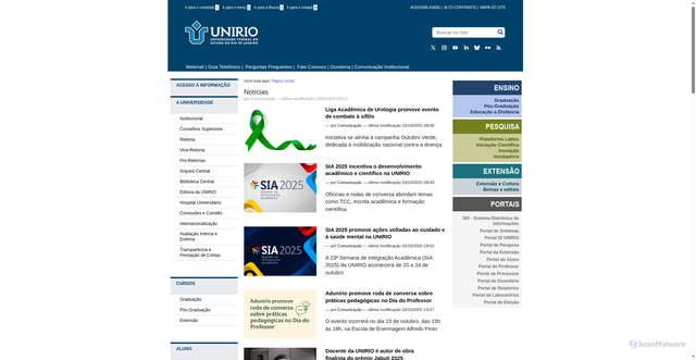 Security scan screenshot of https://www.unirio.br/