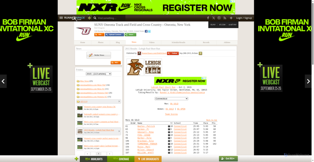 Security scan screenshot of https://usatf-junior-outdoor-championships.runnerspace.com/gprofile.php?team=29457&do=news&mgroup_id=29333&news_id=370663&year=2015