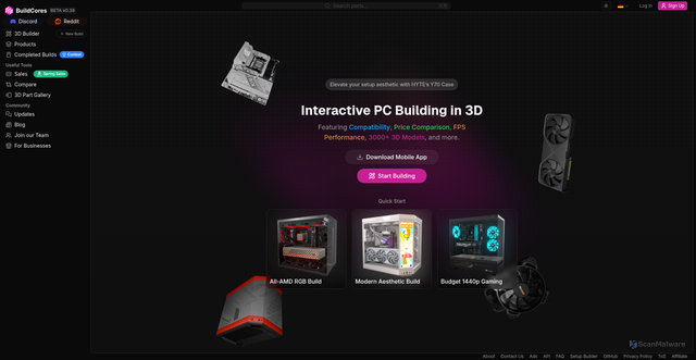 Security scan screenshot of https://buildcores.com