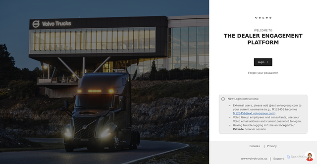 Security scan screenshot of https://trucksdealerportal.volvo.com