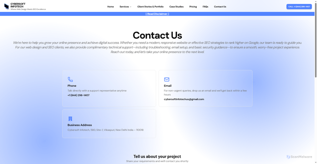 Security scan screenshot of https://cybersoft-5dv.pages.dev/contact