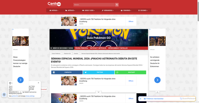 Security scan screenshot of https://www.centropkmn.com/go/eventos/semana-espacial-mundial-2026/