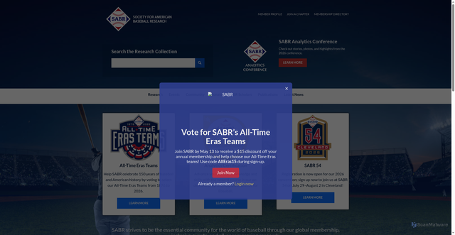 Security scan screenshot of https://sabr.org