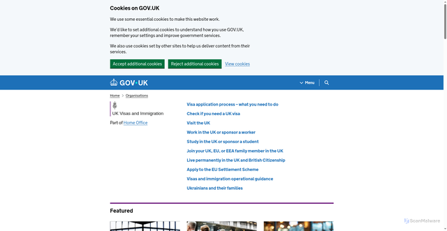 Security scan screenshot of https://www.gov.uk/government/organisations/uk-visas-and-immigration