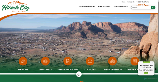 Security scan screenshot of https://www.hildale.gov/