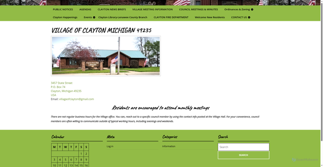 Security scan screenshot of https://villageofclaytonmi.gov/