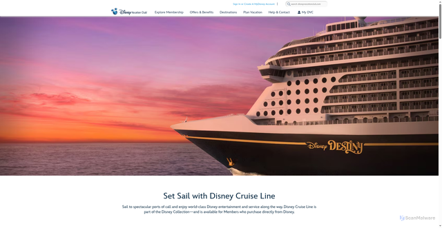 Security scan screenshot of https://disneyvacationclub.disney.go.com/destinations/cruise/
