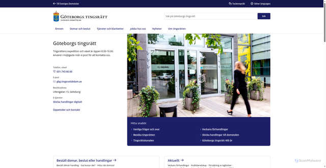 Security scan screenshot of https://www.goteborgstingsratt.domstol.se