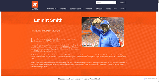 Security scan screenshot of https://connect.ufalumni.ufl.edu/network/successfulgator/e-smith