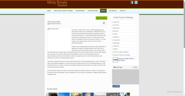 Security scan screenshot of https://mistykeralatourism.webdesignonline.in/misty_hotel_packages_detail.php?scid=82&pagenum=1&pg=index