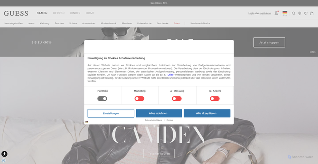 Security scan screenshot of https://guess.eu