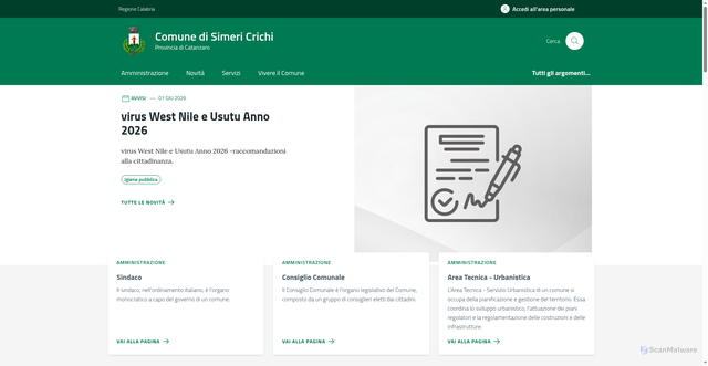 Security scan screenshot of https://www.comune.simericrichi.cz.it