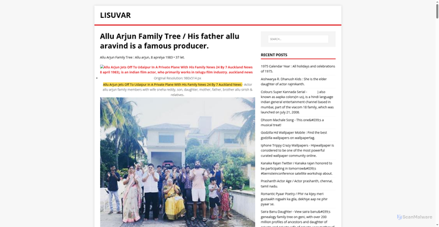 Security scan screenshot of https://rayusil.pages.dev/posts/allu-arjun-family-tree/