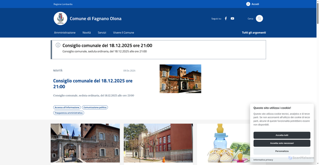 Security scan screenshot of https://comune.fagnanoolona.va.it:443/