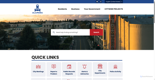 Security scan screenshot of https://www.alamedaca.gov/