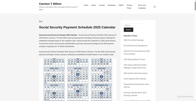 Security scan screenshot of https://carmentmiltont.pages.dev/cacus-social-security-payment-schedule-2025-calendar-ipqzl/