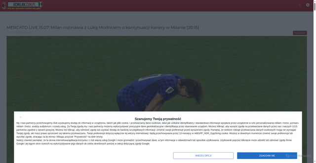 Security scan screenshot of https://www.acmilan.com.pl/mobile/news/47910/mercato_live_15_07_milan_rozmawia_z_luka_modriciem_o_kontynuacji_kariery_w_milanie_00_02