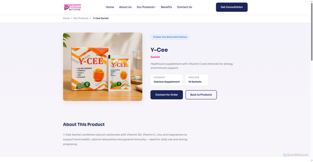 Security scan screenshot of http://fertizopharma.com/products/product.html?slug=ycee-sachet