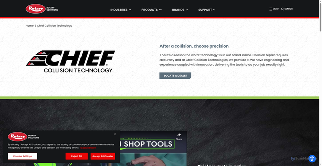 Security scan screenshot of https://rotarysolutions.com/brand/chief-collision-technology/