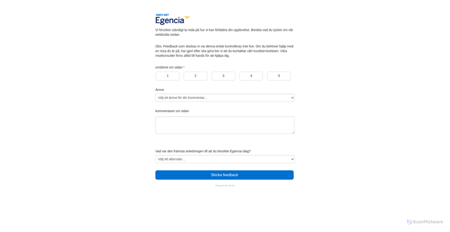 Security scan screenshot of https://survey.vovici.com/se/7BE5317708B1DBD8/lang/sv?pagename=egencia.global.trip.email.confirmation