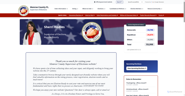 Security scan screenshot of https://votemonroeflkeys.gov/