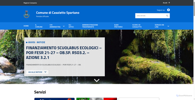 Security scan screenshot of https://comune.casalettospartano.sa.it