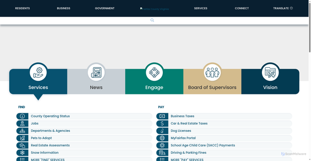Security scan screenshot of https://www.fairfaxcounty.gov/