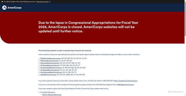 Security scan screenshot of https://www.americorps.gov/