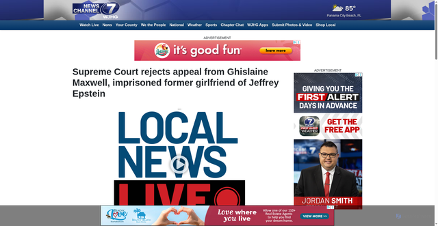 Security scan screenshot of https://www.wjhg.com/2025/10/06/supreme-court-rejects-appeal-ghislaine-maxwell-imprisoned-former-girlfriend-jeffrey-epstein/