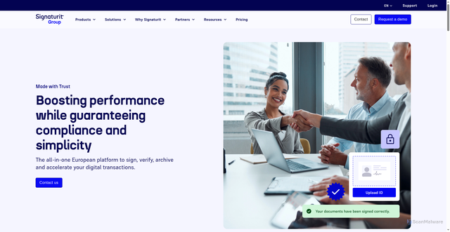 Security scan screenshot of https://signaturit.com
