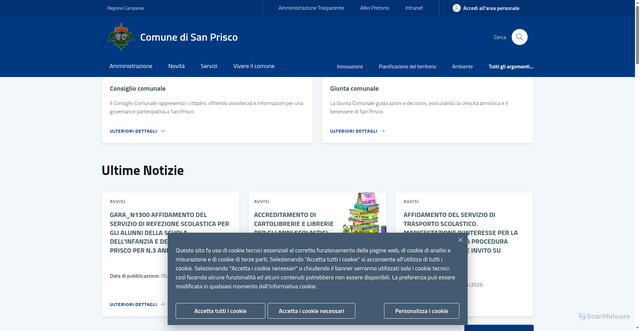 Security scan screenshot of https://www.comune.sanprisco.caserta.it