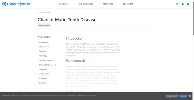 Security scan screenshot of https://medical.uworld.com/library/neurology/847/charcot-marie-tooth-disease/