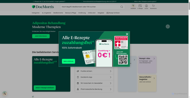 Security scan screenshot of https://www.docmorris.de