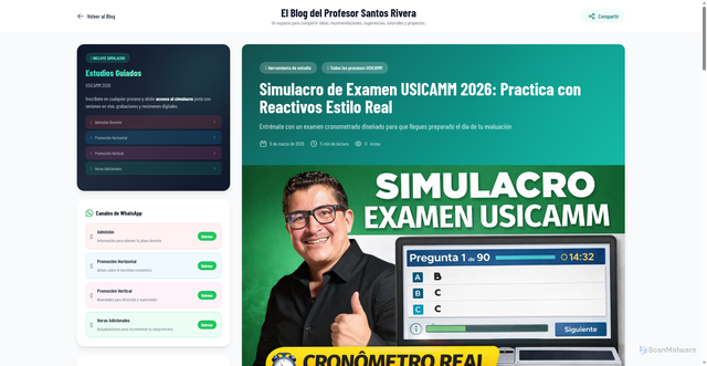 Security scan screenshot of https://blogdesantosrivera.pages.dev/entries/simulacro-examen-usicamm-2026