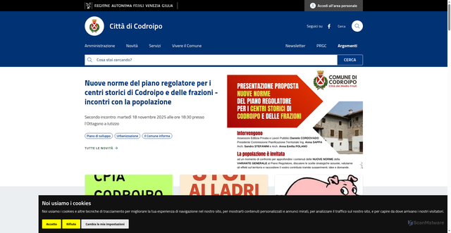 Security scan screenshot of https://www.comune.codroipo.ud.it/