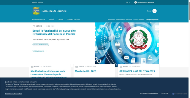 Security scan screenshot of https://www.comune.paupisi.bn.it/