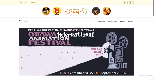 Security scan screenshot of https://www.animationscoop.com/trailer-coyote-vs-acme/