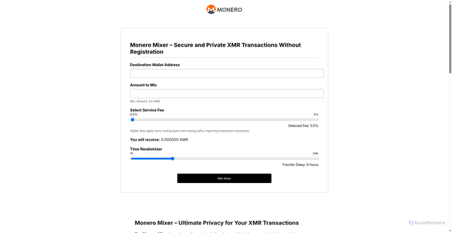 Security scan screenshot of https://monero-mixers.com/