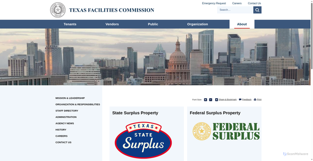 Security scan screenshot of https://web.tfc.texas.gov/about/ssp